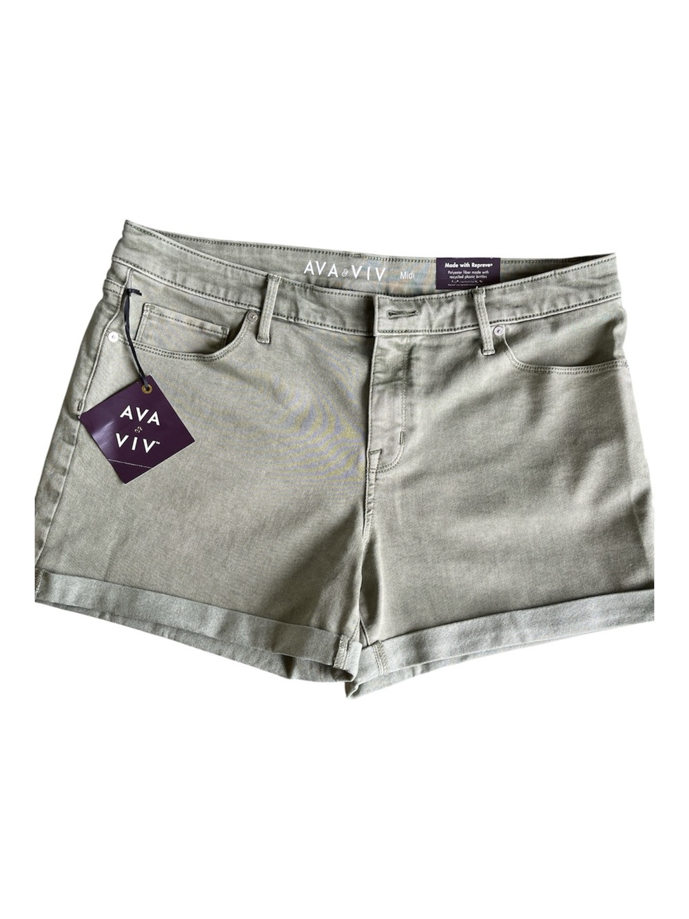 NWT Ava & Viv Midi Shorts - Olive Green - Size 18W - Super Stretch